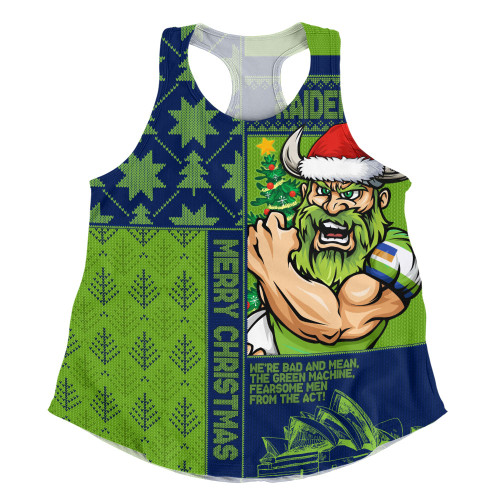 Canberra Raiders Women Racerback Singlet Christmas Magic Knit Style Winter Glow