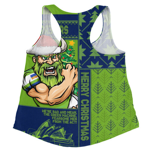Canberra Raiders Women Racerback Singlet Christmas Magic Knit Style Winter Glow