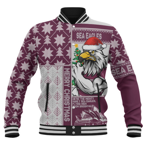 Manly Warringah Sea Eagles Baseball Jacket Christmas Magic Knit Style Winter Glow