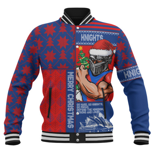 Newcastle Knights Baseball Jacket Christmas Magic Knit Style Winter Glow