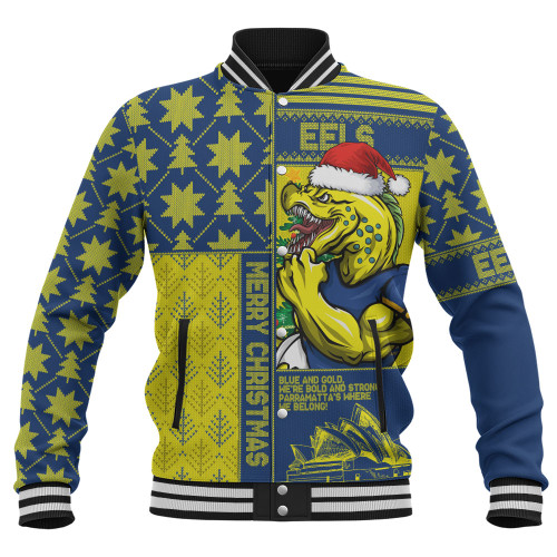 Parramatta Eels Baseball Jacket Christmas Magic Knit Style Winter Glow Parramatta Eels Baseball Jacket Christmas Magic Knit Style Winter Glow