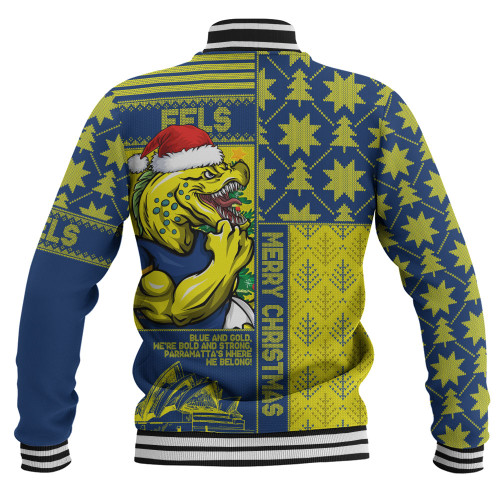 Parramatta Eels Baseball Jacket Christmas Magic Knit Style Winter Glow Parramatta Eels Baseball Jacket Christmas Magic Knit Style Winter Glow