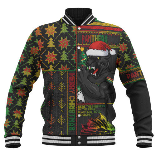 Penrith Panthers Baseball Jacket Christmas Magic Knit Style Winter Glow Penrith Panthers Baseball Jacket Christmas Magic Knit Style Winter Glow