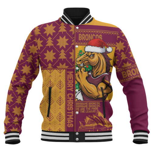 Brisbane Broncos Baseball Jacket Christmas Magic Knit Style Winter Glow