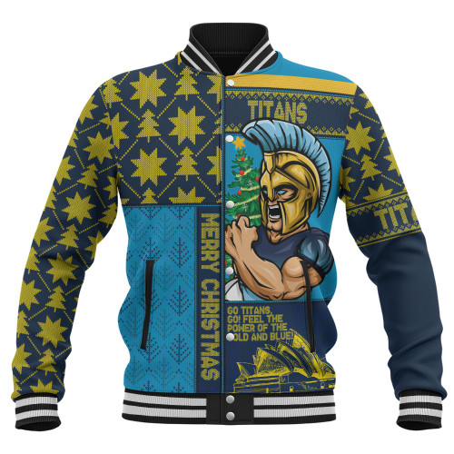 Gold Coast Titans Baseball Jacket Christmas Magic Knit Style Winter Glow