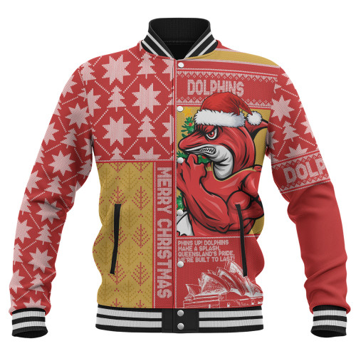 Redcliffe Dolphins Baseball Jacket Christmas Magic Knit Style Winter Glow