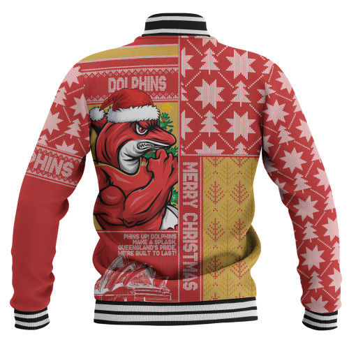 Redcliffe Dolphins Baseball Jacket Christmas Magic Knit Style Winter Glow