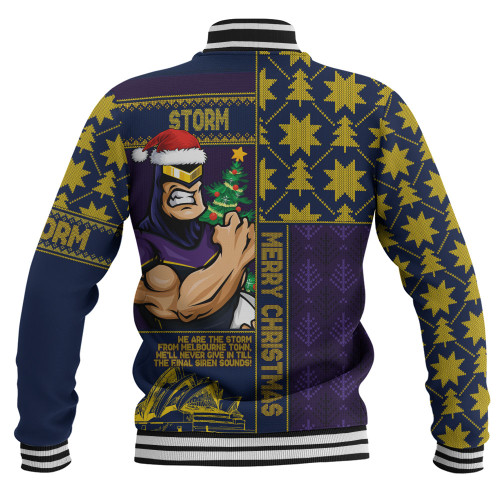 Melbourne Storm Baseball Jacket Christmas Magic Knit Style Winter Glow