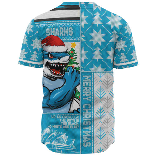 Cronulla-Sutherland Sharks Baseball Shirt Christmas Magic Knit Style Winter Glow