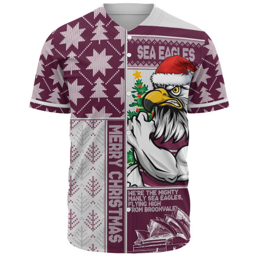 Manly Warringah Sea Eagles Baseball Shirt Christmas Magic Knit Style Winter Glow