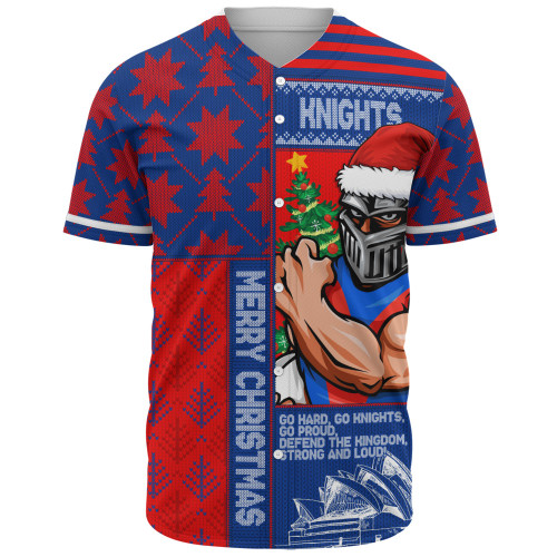 Newcastle Knights Baseball Shirt Christmas Magic Knit Style Winter Glow