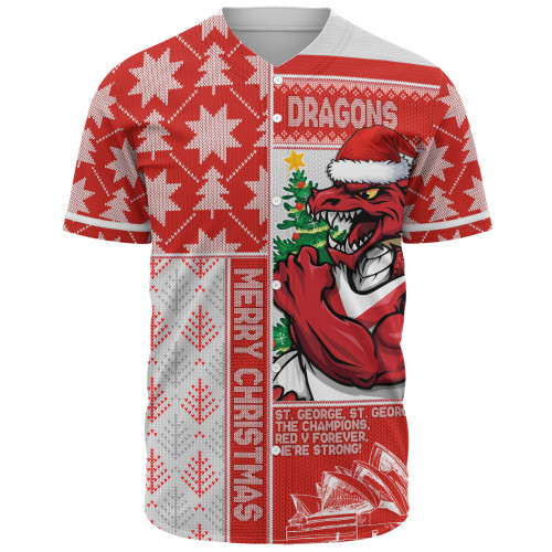 St. George Illawarra Dragons Baseball Shirt Christmas Magic Knit Style Winter Glow