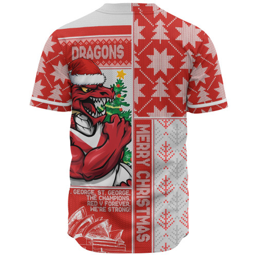 St. George Illawarra Dragons Baseball Shirt Christmas Magic Knit Style Winter Glow