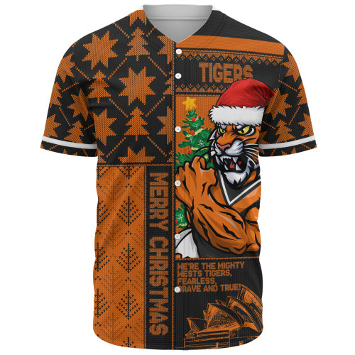 Wests Tigers Baseball Shirt Christmas Magic Knit Style Winter Glow