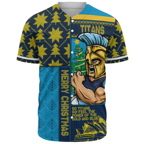 Gold Coast Titans Baseball Shirt Christmas Magic Knit Style Winter Glow