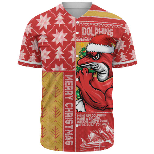 Redcliffe Dolphins Baseball Shirt Christmas Magic Knit Style Winter Glow