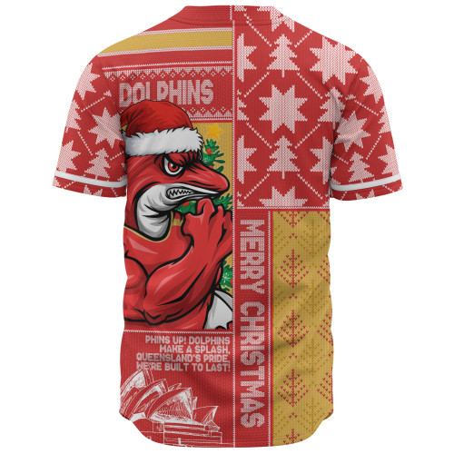 Redcliffe Dolphins Baseball Shirt Christmas Magic Knit Style Winter Glow