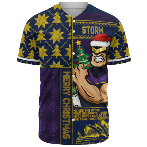 Melbourne Storm Baseball Shirt Christmas Magic Knit Style Winter Glow