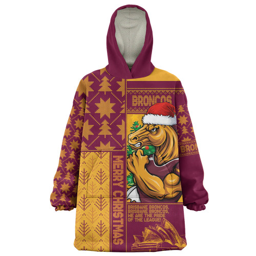 Brisbane Broncos Snug Hoodie Christmas Magic Knit Style Winter Glow