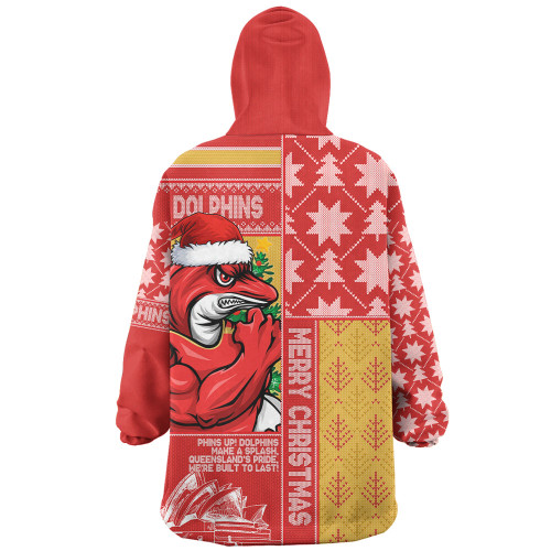 Redcliffe Dolphins Snug Hoodie Christmas Magic Knit Style Winter Glow Redcliffe Dolphins Snug Hoodie Christmas Magic Knit Style Winter Glow