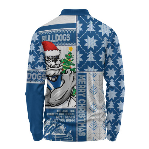Canterbury-Bankstown Bulldogs Long Sleeve Polo Shirt Christmas Magic Knit Style Winter Glow