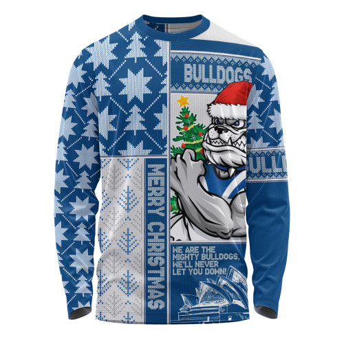 Canterbury-Bankstown Bulldogs Long Sleeve T-shirt Christmas Magic Knit Style Winter Glow