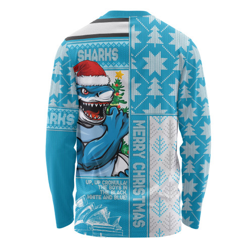 Cronulla-Sutherland Sharks Long Sleeve T-shirt Christmas Magic Knit Style Winter Glow