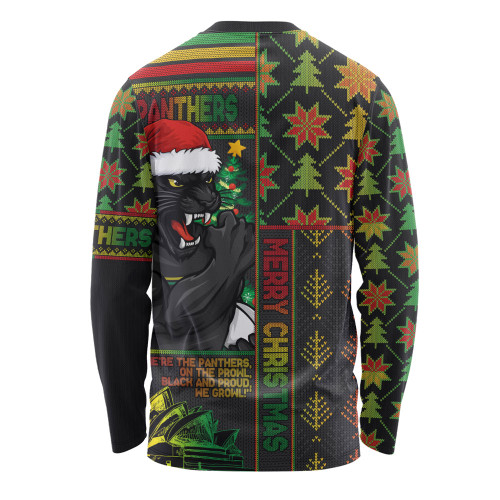 Penrith Panthers Long Sleeve T-shirt Christmas Magic Knit Style Winter Glow Penrith Panthers Long Sleeve T-shirt Christmas Magic Knit Style Winter Glow