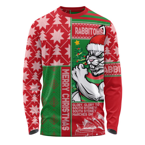 South Sydney Rabbitohs Long Sleeve T-shirt Christmas Magic Knit Style Winter Glow South Sydney Rabbitohs Long Sleeve T-shirt Christmas Magic Knit Style Winter Glow