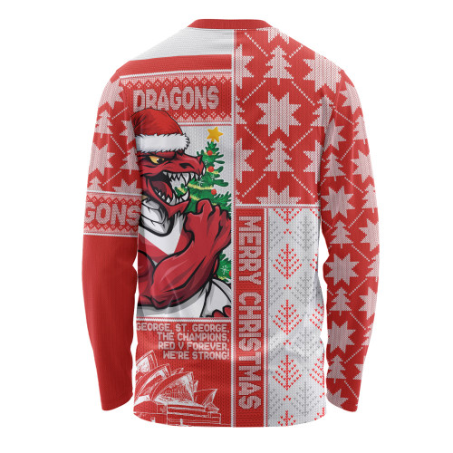 St. George Illawarra Dragons Long Sleeve T-shirt Christmas Magic Knit Style Winter Glow St. George Illawarra Dragons Long Sleeve T-shirt Christmas Magic Knit Style Winter Glow