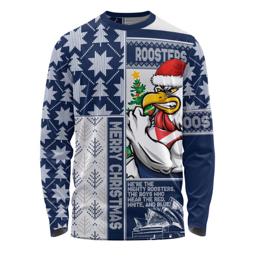 Sydney Roosters Long Sleeve T-shirt Christmas Magic Knit Style Winter Glow