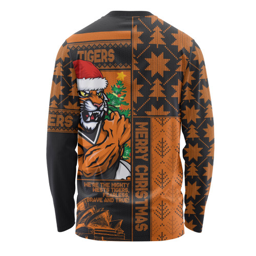 Wests Tigers Long Sleeve T-shirt Christmas Magic Knit Style Winter Glow