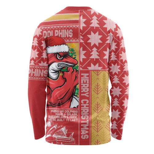 Redcliffe Dolphins Long Sleeve T-shirt Christmas Magic Knit Style Winter Glow
