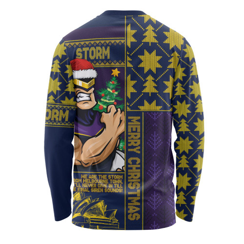 Melbourne Storm Long Sleeve T-shirt Christmas Magic Knit Style Winter Glow