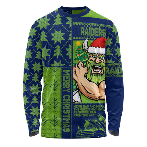 Canberra Raiders Long Sleeve T-shirt Christmas Magic Knit Style Winter Glow