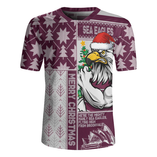Manly Warringah Sea Eagles Rugby Jersey Christmas Magic Knit Style Winter Glow