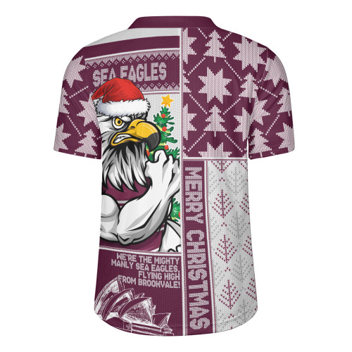 Manly Warringah Sea Eagles Rugby Jersey Christmas Magic Knit Style Winter Glow