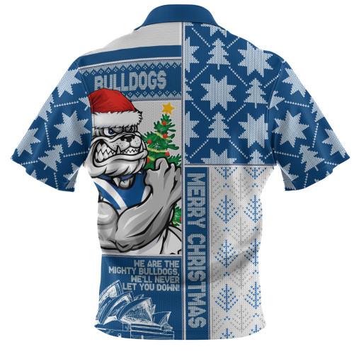 Canterbury-Bankstown Bulldogs Zip Polo Shirt Christmas Magic Knit Style Winter Glow