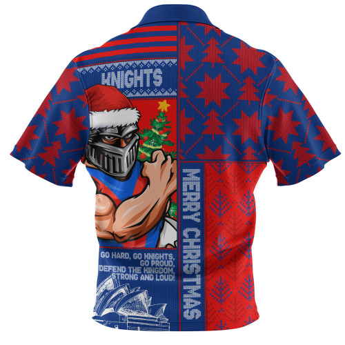 Newcastle Knights Zip Polo Shirt Christmas Magic Knit Style Winter Glow