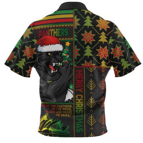 Penrith Panthers Zip Polo Shirt Christmas Magic Knit Style Winter Glow