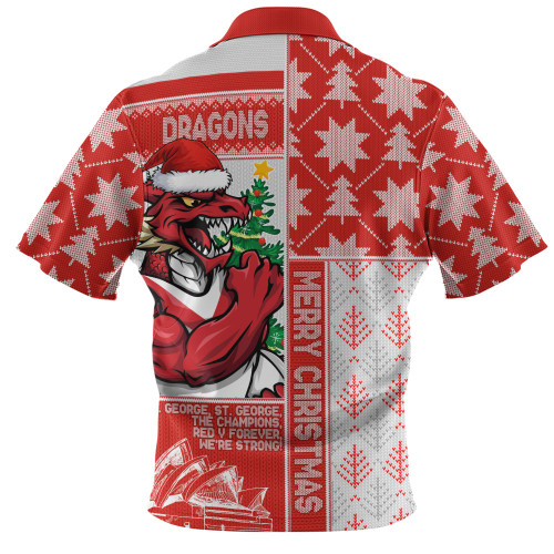 St. George Illawarra Dragons Zip Polo Shirt Christmas Magic Knit Style Winter Glow