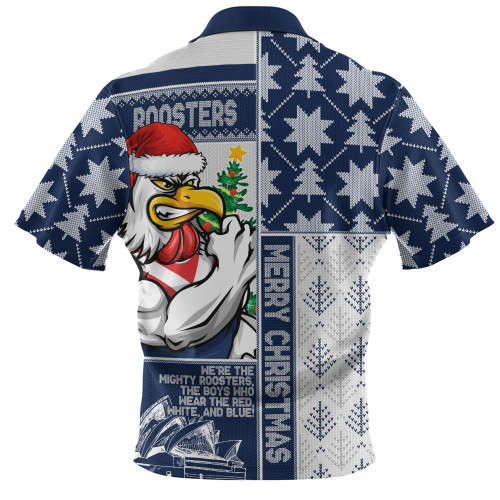 Sydney Roosters Zip Polo Shirt Christmas Magic Knit Style Winter Glow