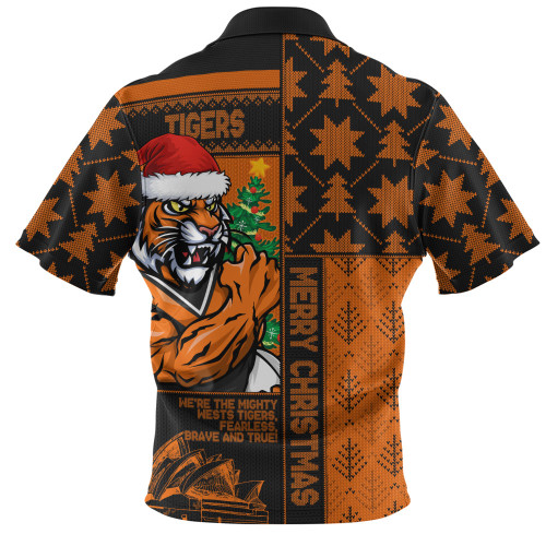 Wests Tigers Zip Polo Shirt Christmas Magic Knit Style Winter Glow
