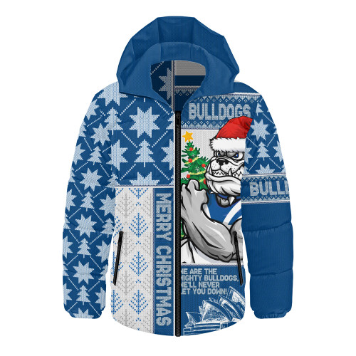 Canterbury-Bankstown Bulldogs Hooded Padded Jacket Christmas Magic Knit Style Winter Glow Canterbury-Bankstown Bulldogs Hooded Padded Jacket Christmas Magic Knit Style Winter Glow