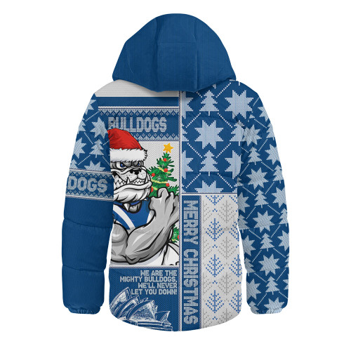Canterbury-Bankstown Bulldogs Hooded Padded Jacket Christmas Magic Knit Style Winter Glow Canterbury-Bankstown Bulldogs Hooded Padded Jacket Christmas Magic Knit Style Winter Glow