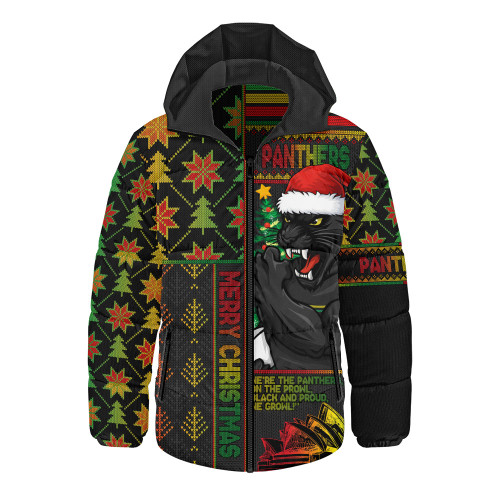 Penrith Panthers Hooded Padded Jacket Christmas Magic Knit Style Winter Glow Penrith Panthers Hooded Padded Jacket Christmas Magic Knit Style Winter Glow