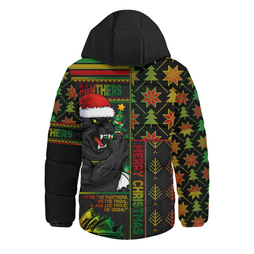 Penrith Panthers Hooded Padded Jacket Christmas Magic Knit Style Winter Glow