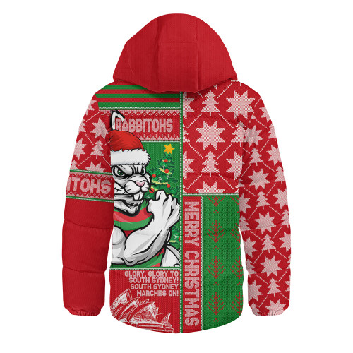 South Sydney Rabbitohs Hooded Padded Jacket Christmas Magic Knit Style Winter Glow South Sydney Rabbitohs Hooded Padded Jacket Christmas Magic Knit Style Winter Glow