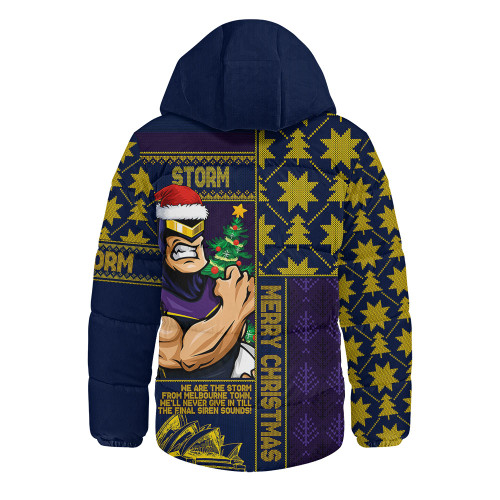 Melbourne Storm Hooded Padded Jacket Christmas Magic Knit Style Winter Glow