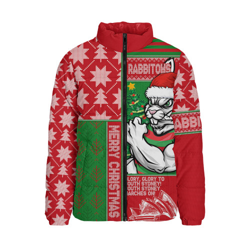 South Sydney Rabbitohs Padded Jacket Christmas Magic Knit Style Winter Glow